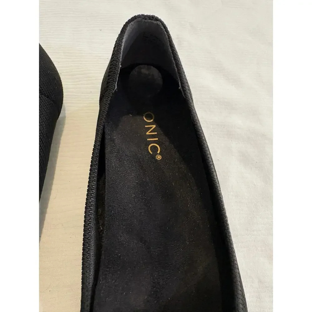 Vionic Klara Knit Black Ballerina Skimmer Flats Bow Women's 6 Comfort Orthotic